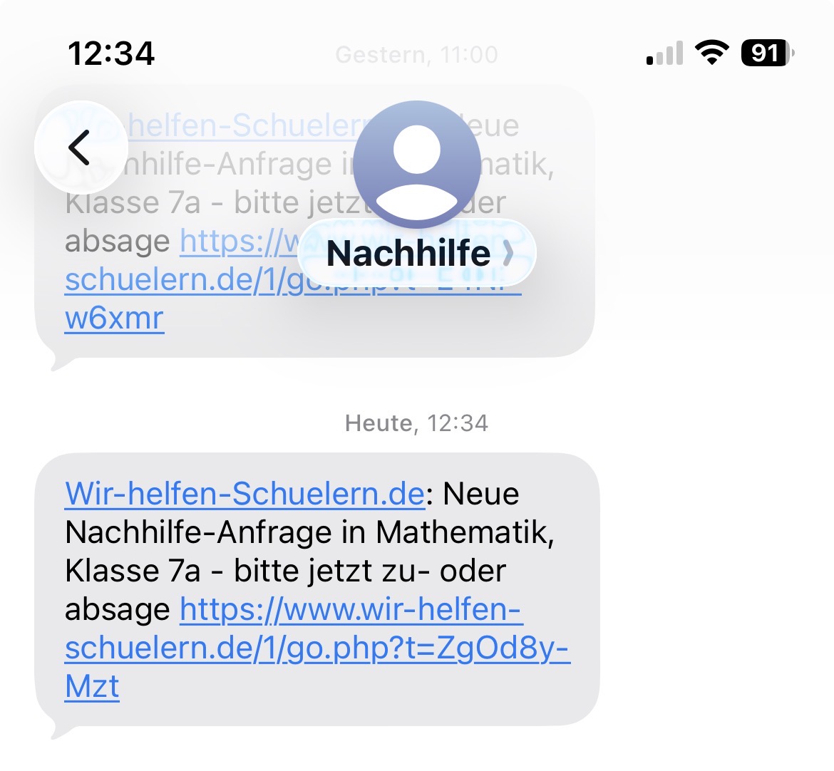 Neue SMS in der Nachrichtenliste