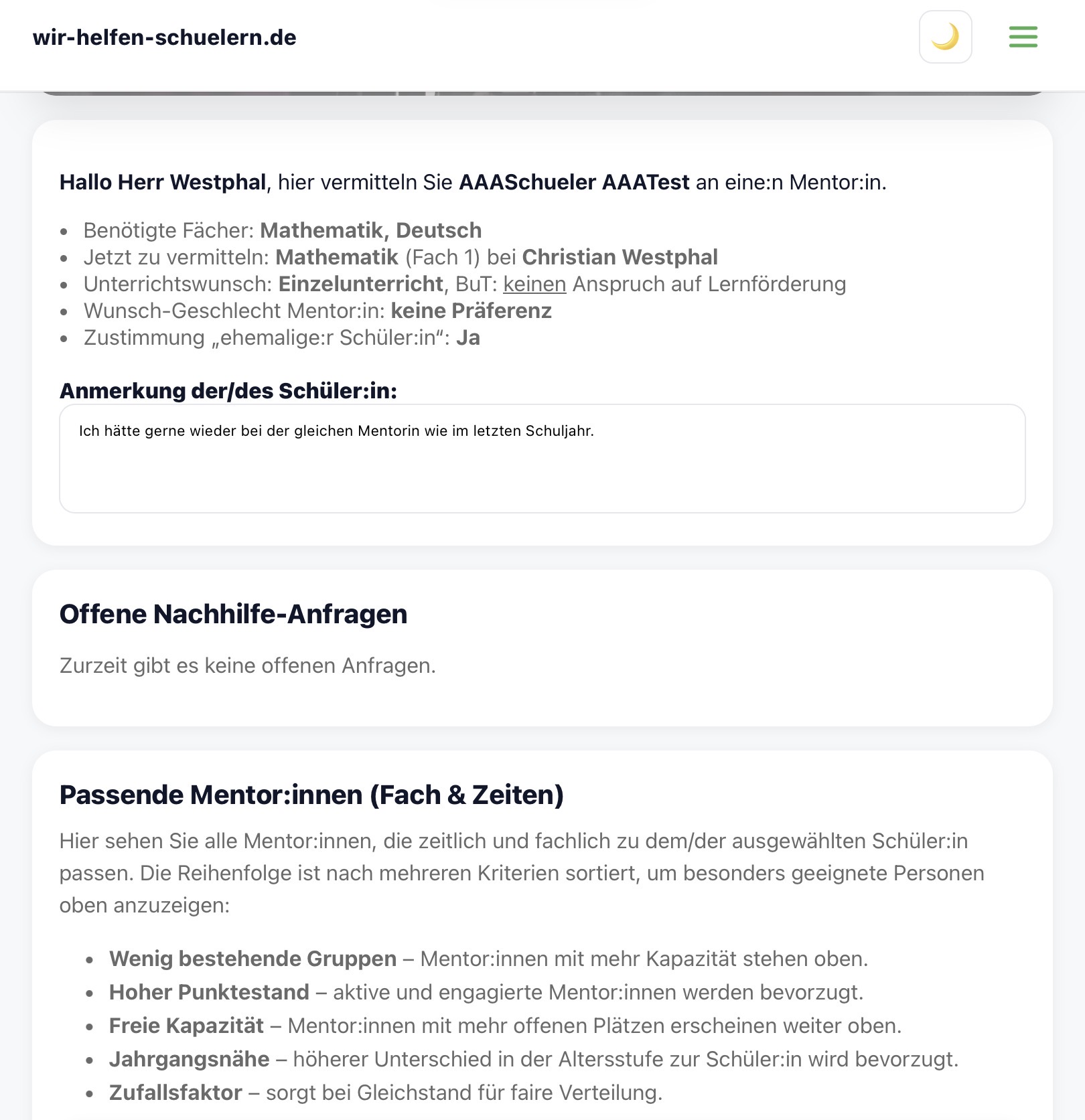 Mentor:innen-Auswahl 1