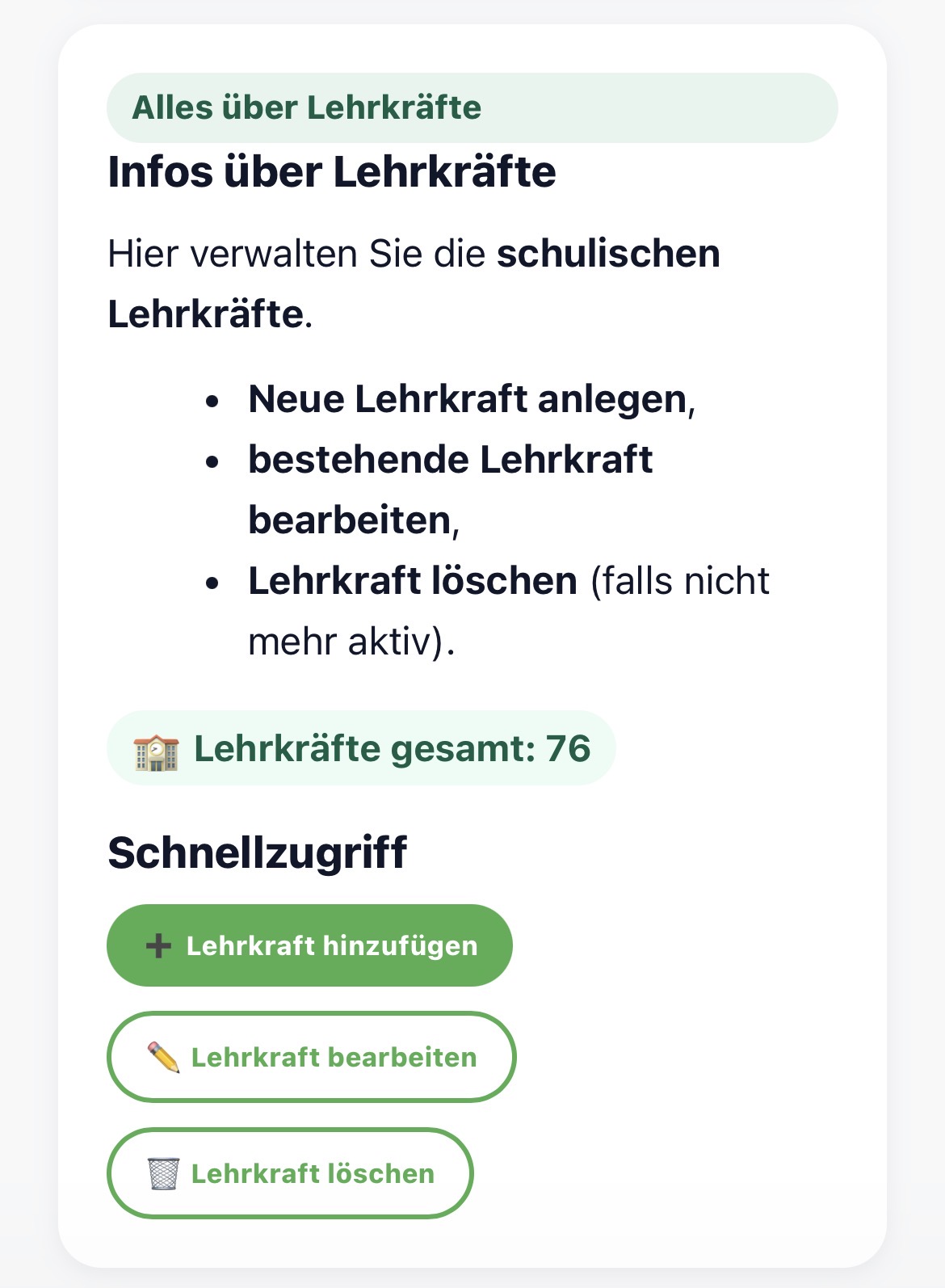 Lehrkräfte-Übersicht