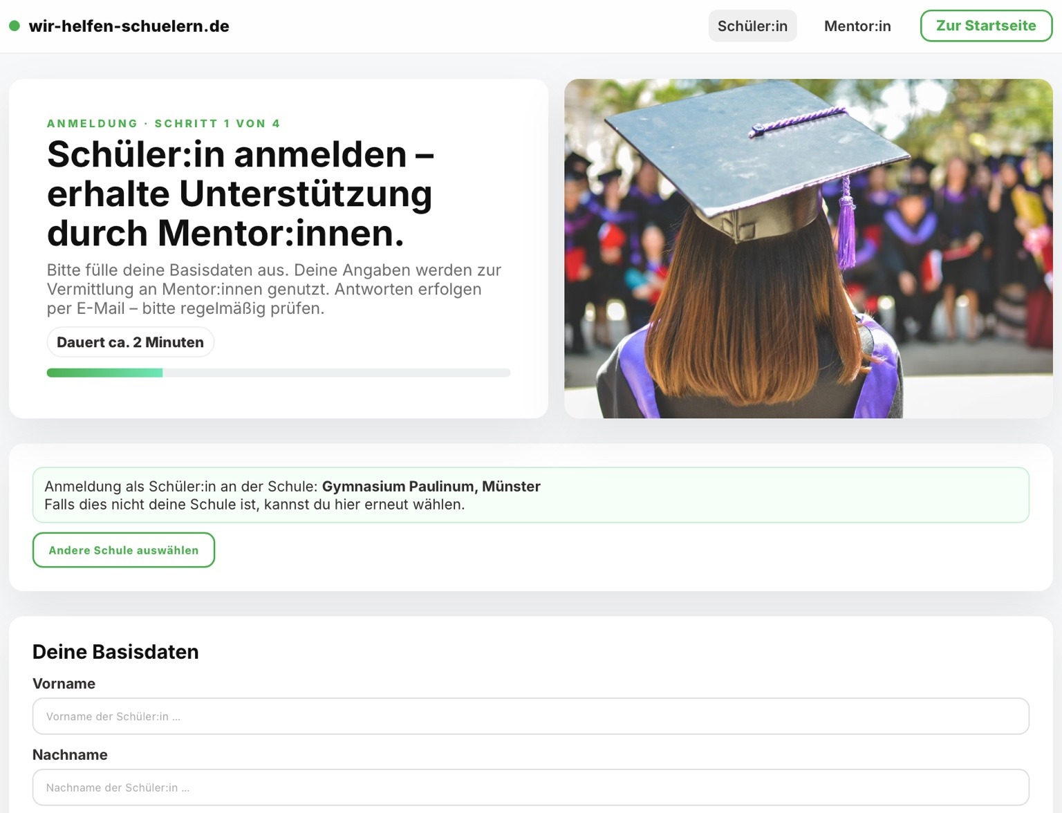 Digitale Schüleranmeldung