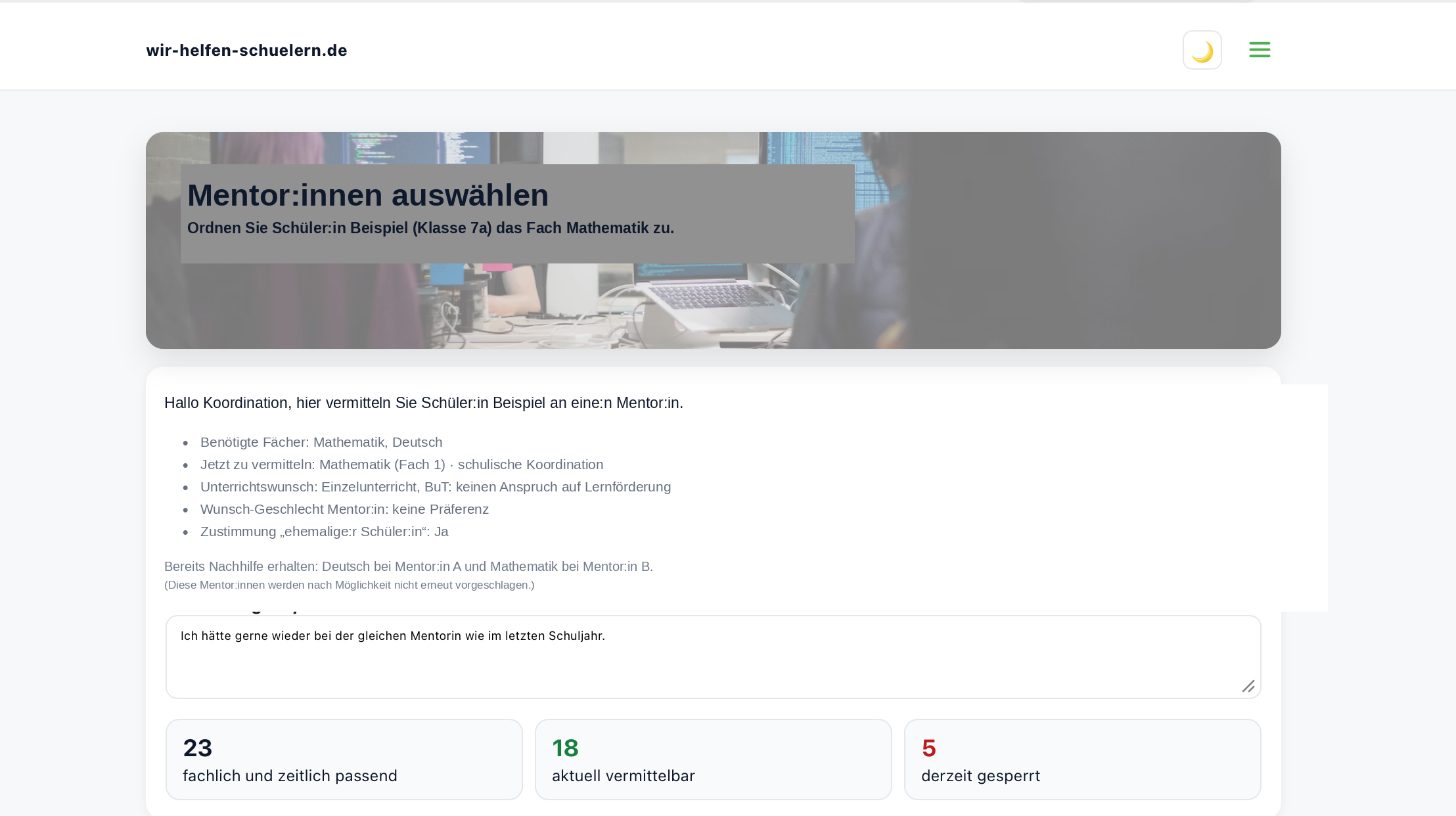 Passende Mentorinnen und Mentoren